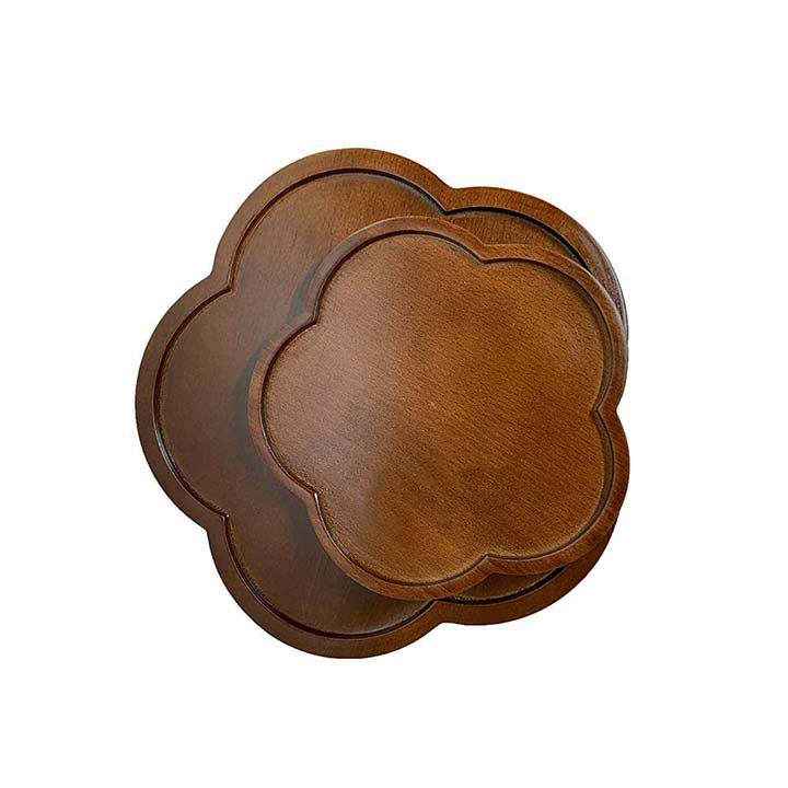 Đĩa gỗ dáng hoa đĩa gỗ tự nhiên nhập khẩu khay đựng đồ ăn chụp ảnh decor phụ kiện bàn ăn Decor Việt