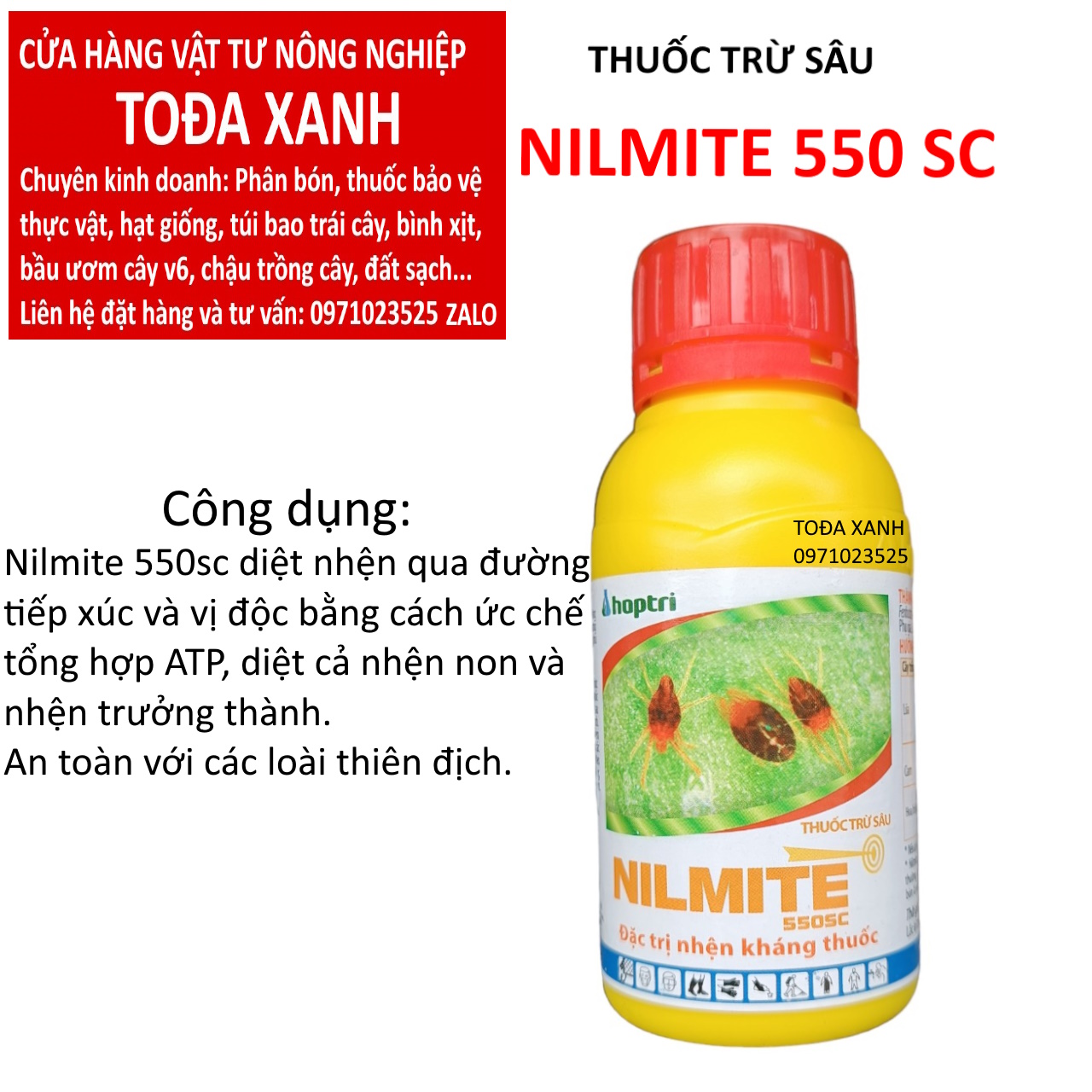 Nilmite 550sc chai 100ml, chuyên trừ nhện kháng thuốc trên nhiều loại cây trồng.