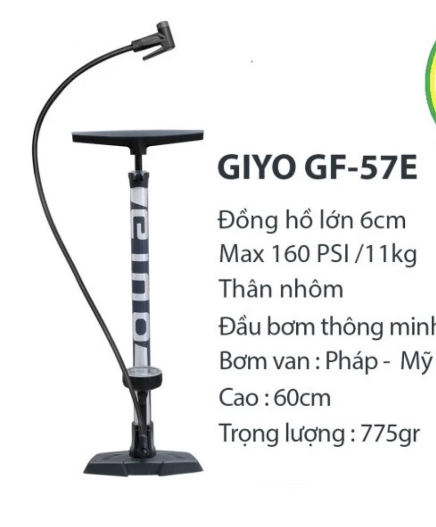 Bơm Xe Đạp GIYO GF-57E, 160PSI/11kg Van Thông Minh