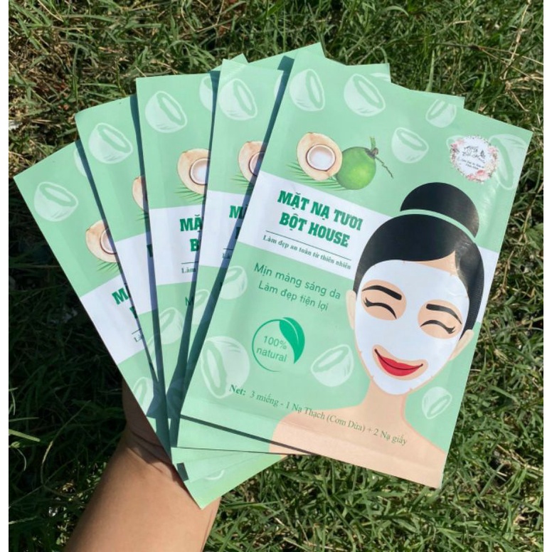 Mặt nạ dừa tươi handmade giúp da căng bóng nhà bột
