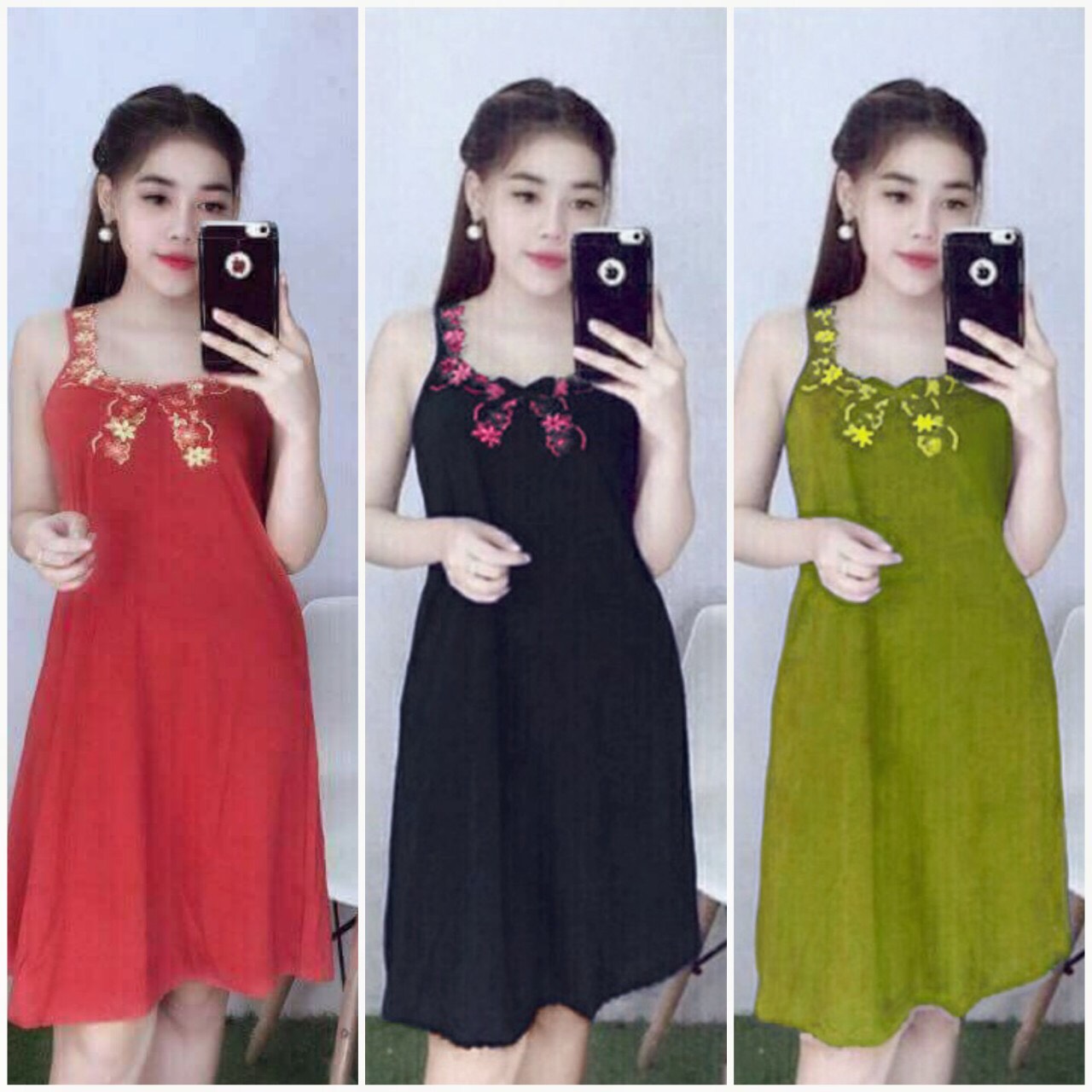 Đầm nữ đầm thun lạnh dây bản mặc nhà cao cấp
