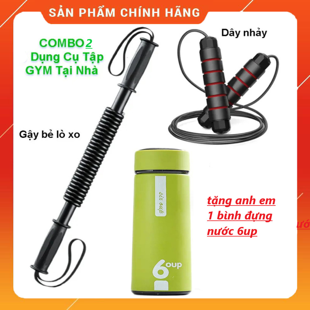 COMBO 2  Dụng Cụ Tập GYM tại nhà - 1 gậy bẻ lò xo 20kg,30kg,40kg ,50kg,60kg + 1 dây nhảy lõi thép siêu bền