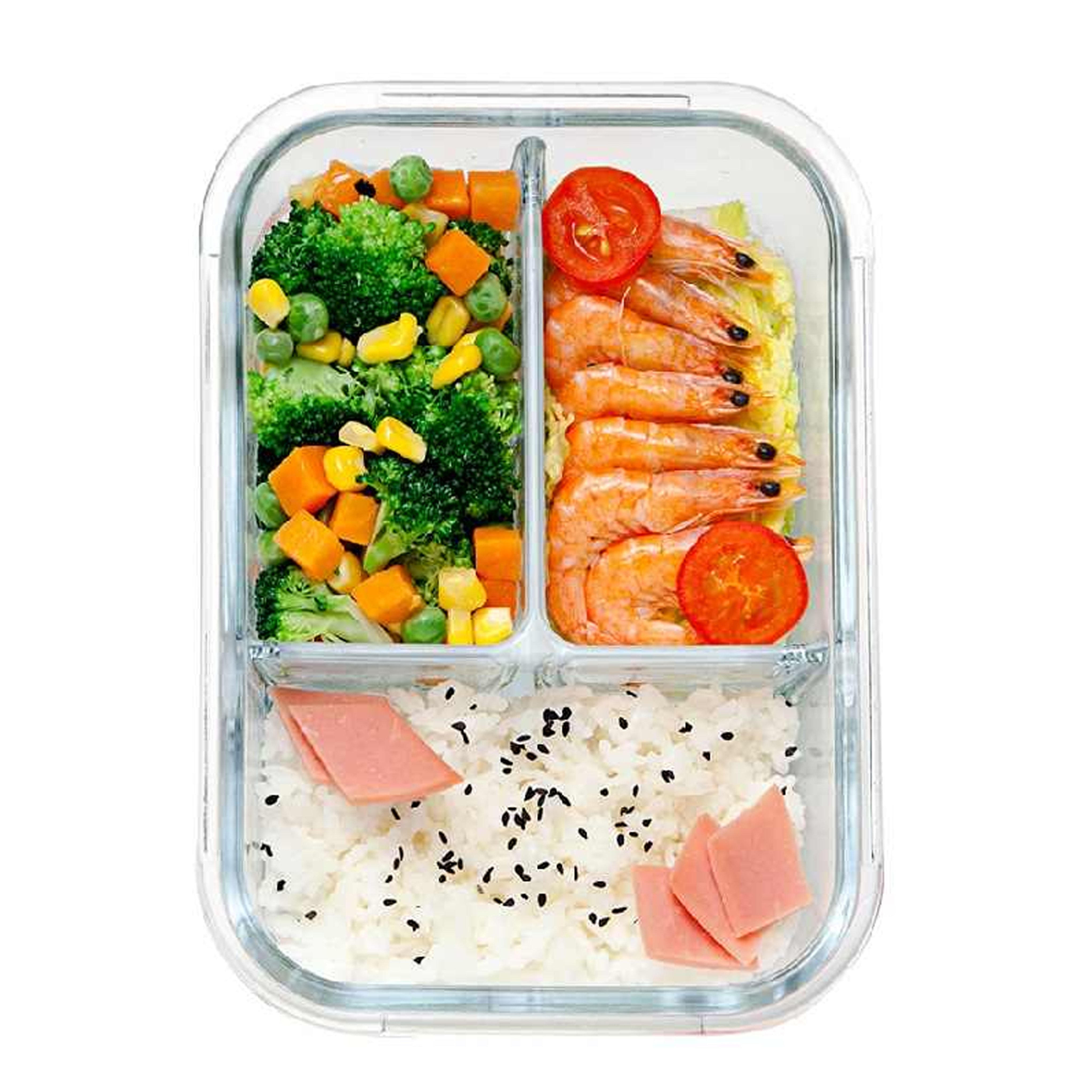Hộp Cơm Văn Phòng Thủy Tinh 3 Ngăn-Hộp Thủy Tinh 3 Ngăn 1000ml , Hộp đựng thức ăn , Hộp lạnh , Hộp cơm văn phòng , Hộp đưng cơm