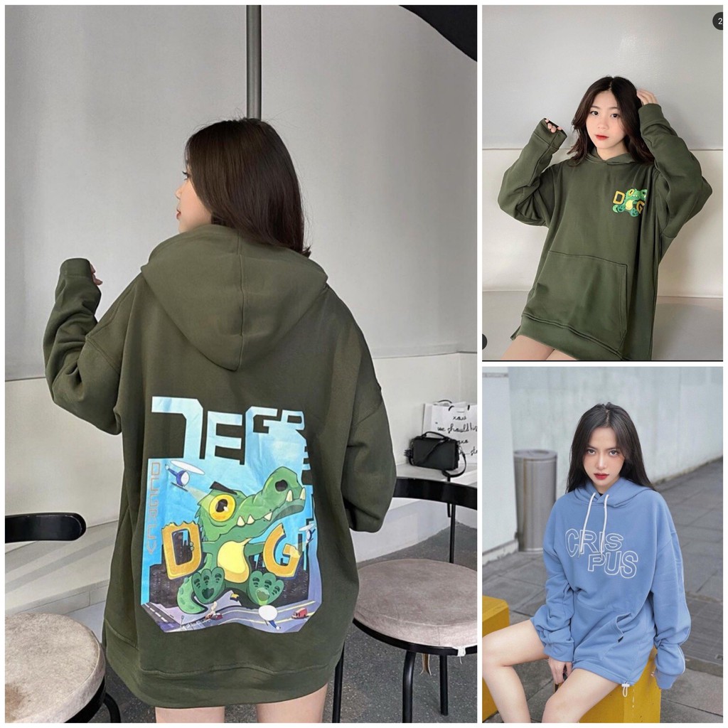 Áo Hoodie Khủng Long 2 Màu ( Rêu + Xanh Dương ) Độc Lạ Đúng Trend 2021 - Fom Unisex Nam Nữ Kiểu Dáng Hàn Quốc
