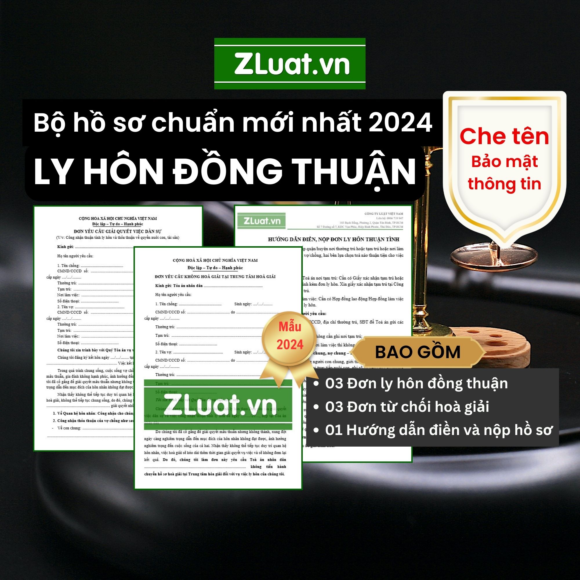 Combo 3 bộ hồ sơ ly hôn thuận tình, đơn ly hôn thuận tình, ly hôn đồng thuận, đơn ly dị đầy đủ, kèm hướng dẫn chi tiết điền và nộp đơn