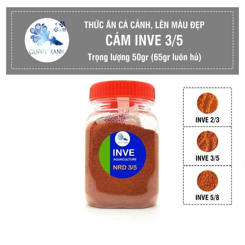50gr Cám Thái INVE 3 5 | Thức Ăn Cao Cấp Cho Cá Guppy Betta Guppy Xanh