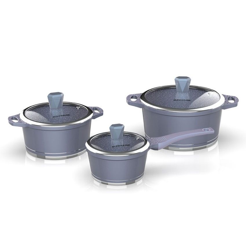 Bộ nồi quánh vân đá đáy từ sunhouse shg2003mma - hàng chính hãng