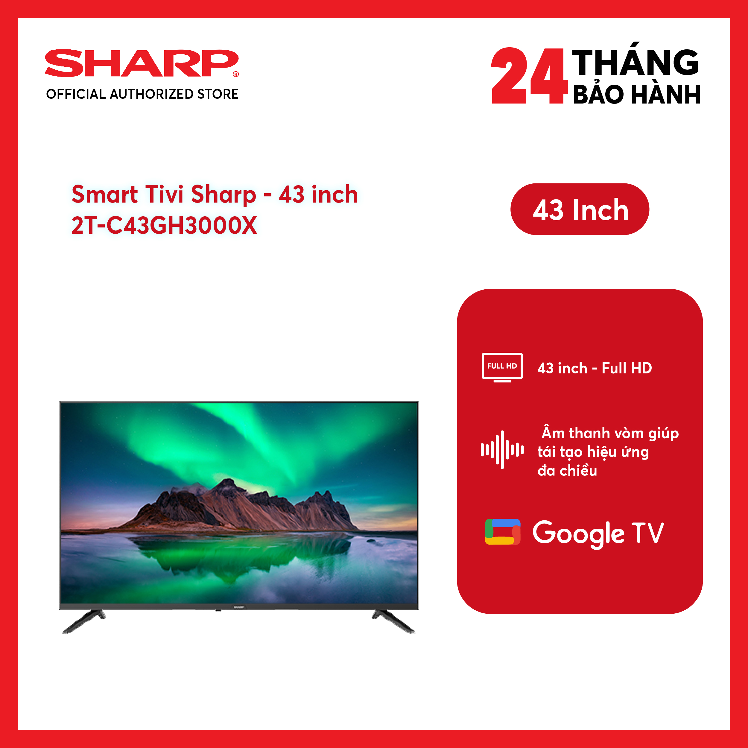 [FreeSHIP COD + Lắp Hà Nội] Tivi Sharp 2T-C43GH3000X Android 43 Inch