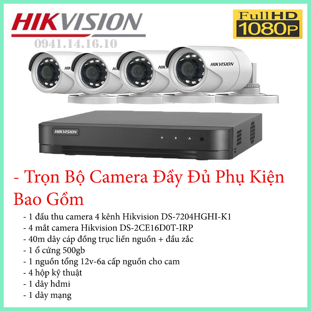 Bộ camera quan sát 4 mắt hikvision 2.0mp full hd - bộ camera giám sát hikvision