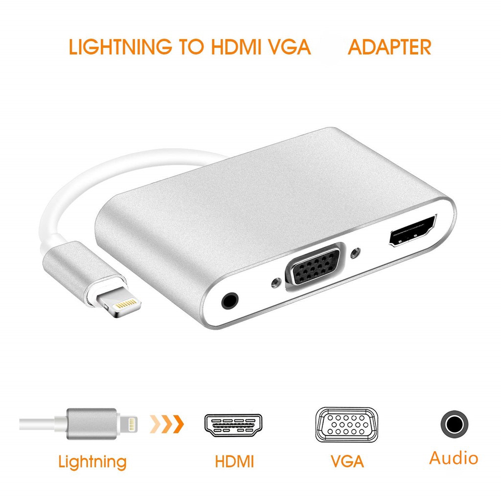 Cáp lightning to HDMI và VGA +Audio 3.5 kết nối tivi với điện thoại iphone ipad cáp hdmi cho iphone dây kết nối tivi với điện thoại