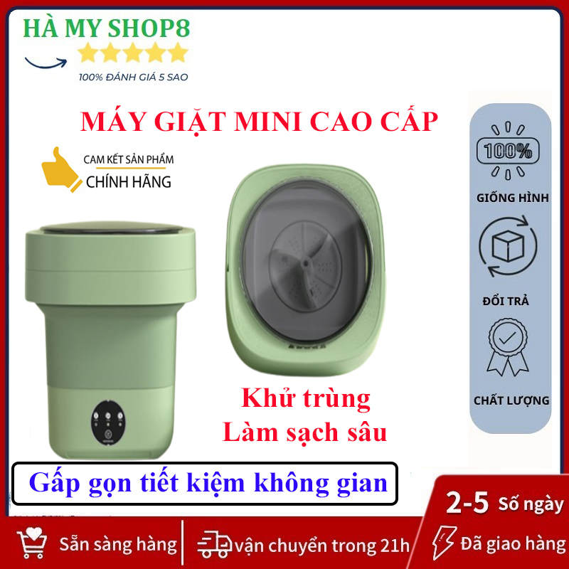 Máy giặt mini cao cấp gấp gọn tự động thông minh vắt khô khử khuẩn bằng