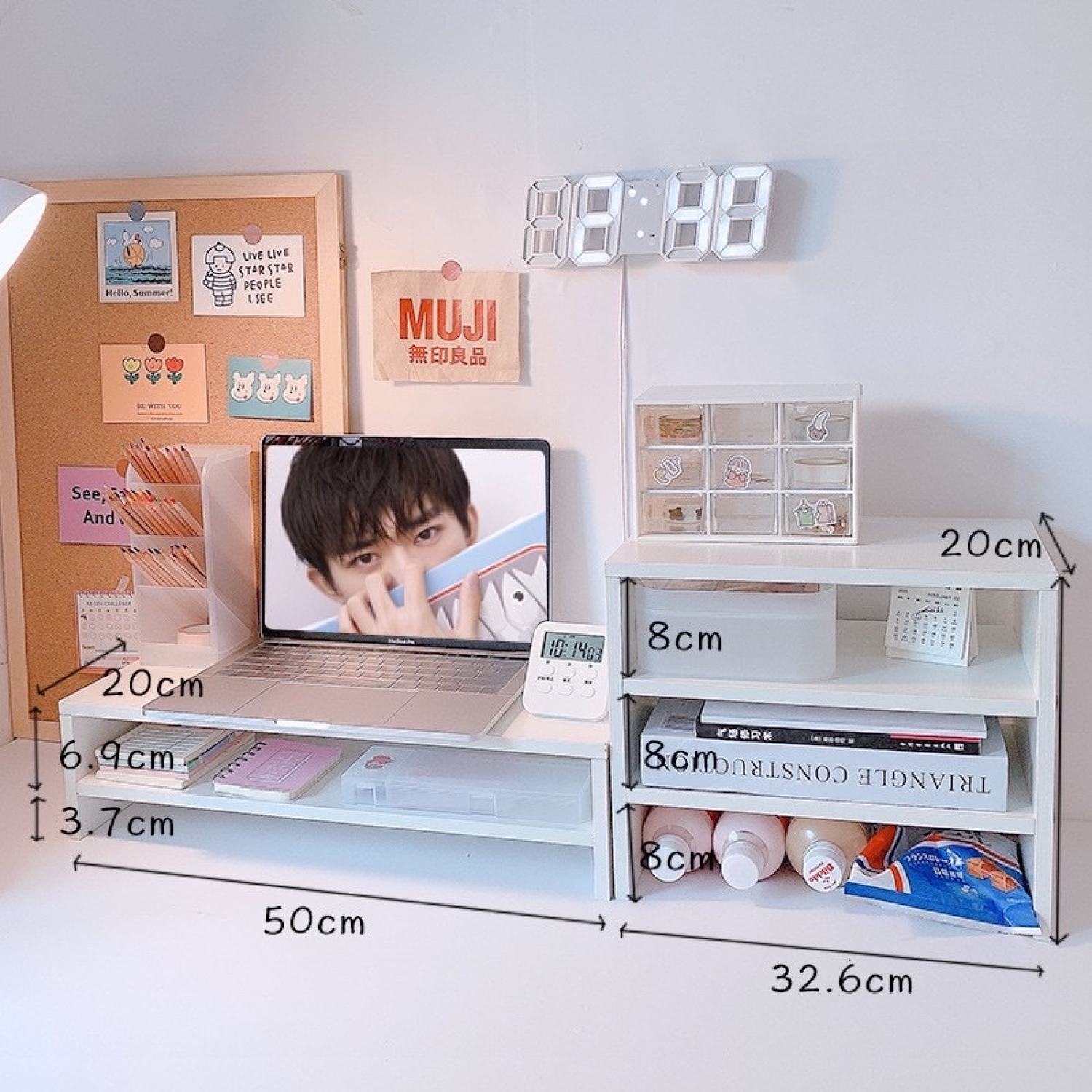 🔥 kệ để sách - kệ máy tính - decor 🖥⌨ lắp ɡhép - 2 tầng ✨