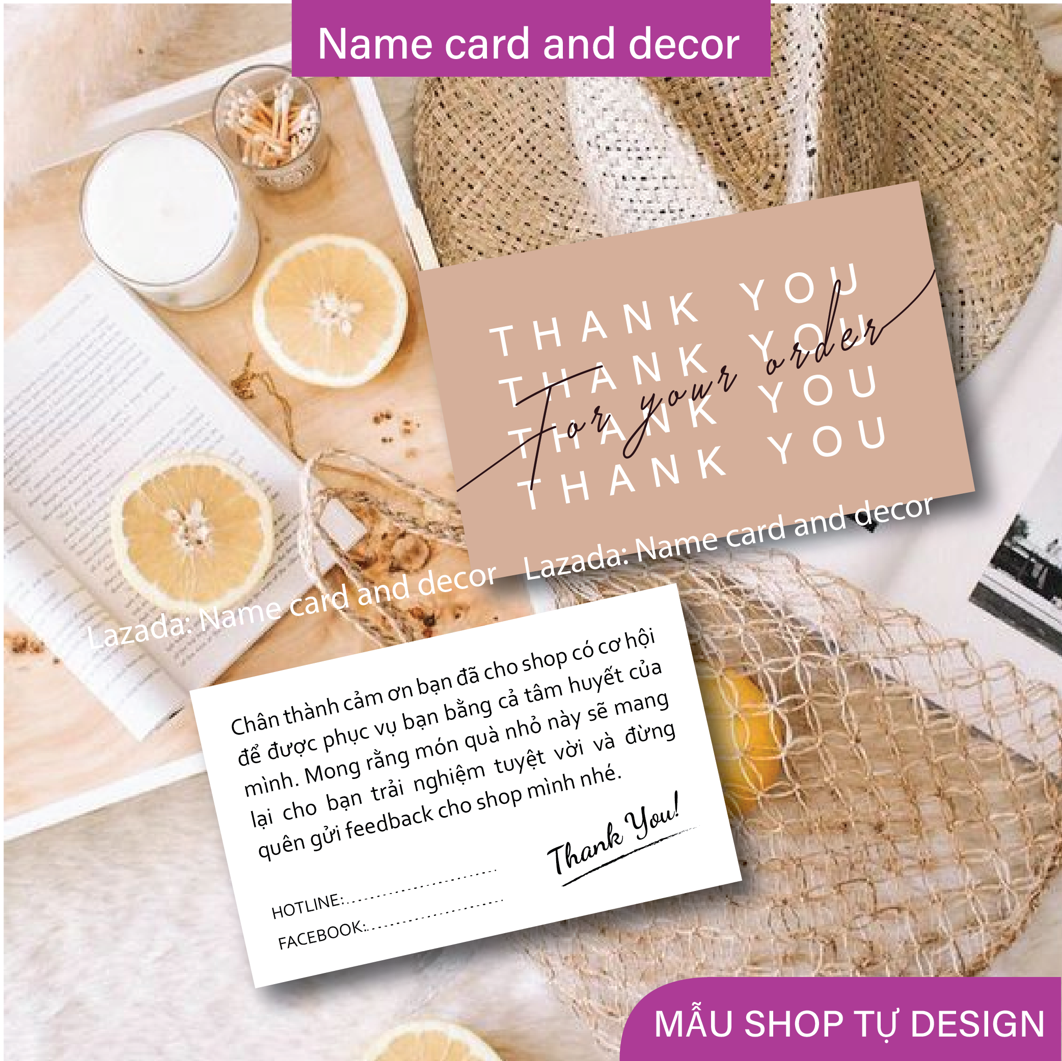 (Combo 100 cái) Card thank you cảm ơn khách hàng, name card, kích thước 9x5,5 cm