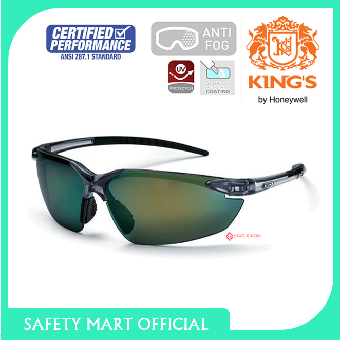 Kính bảo hộ lao động thời trang Kings KY715 tráng bạc, chống xước, chống đọng sương, chống bụi bảo vệ mắt cao cấp - Safety Mart Official