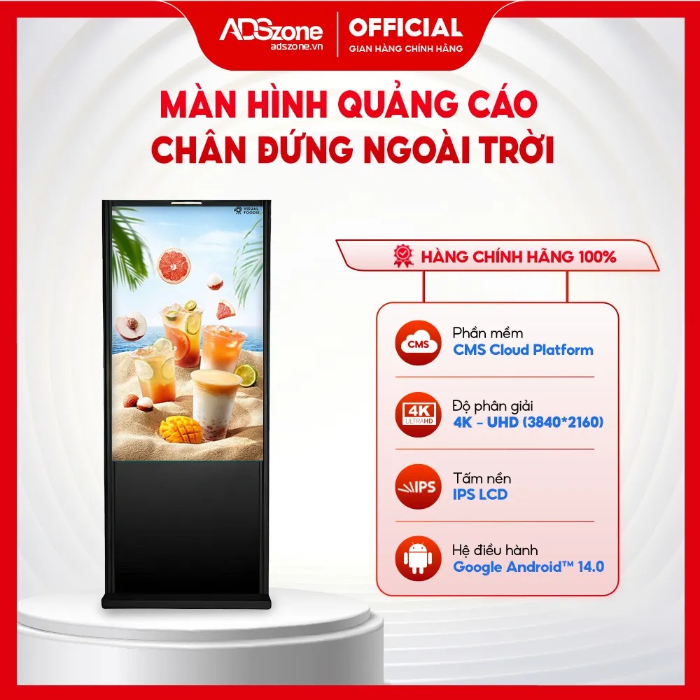 Outdoor Standing Advertising Screen – 4K – High Brightness – Digital Signage 24/7 – Adszone Giá 60,567,628 Đồng*Miễn phí vận chuyển