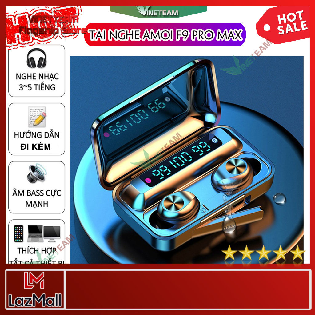 Tai nghe bluetooth amoi f9 pro max 2020| bản quốc tế | nút cảm ứng | bluetooth 5.0 | pin 2000mah | sạc dự phòng -dc4132