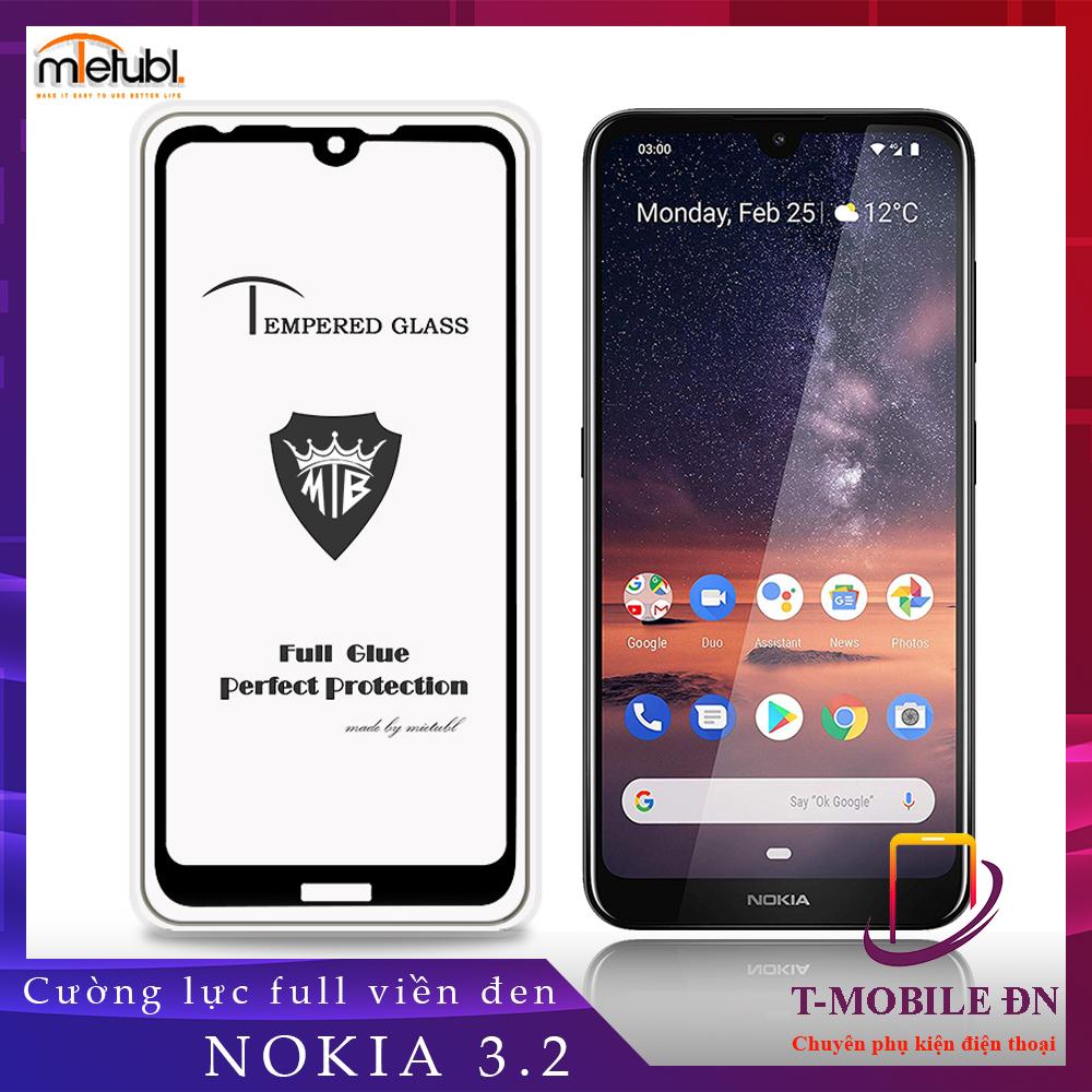 Miếng dán Kính cường lực 9H dành cho máy Nokia 3.2 - Full viền đen
