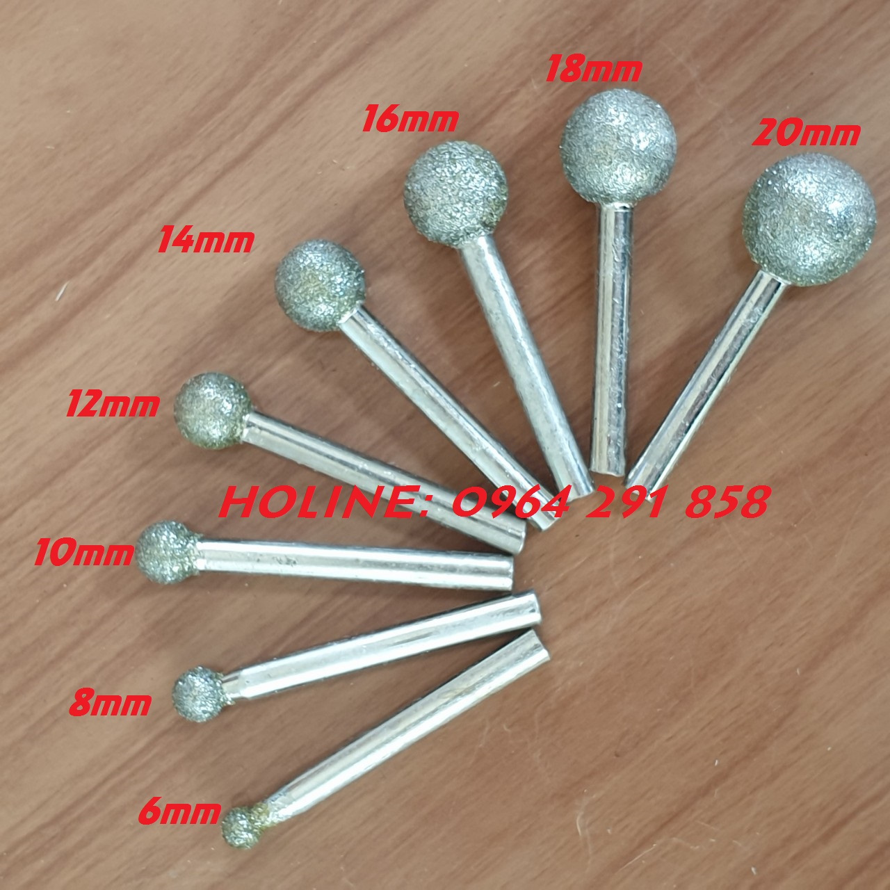 đầu mài kim cương hình tròn mài đá đa năng trục 6mm 6/8/10/12/14/16/18/20mm - mài rãnh đá bonsai - đầu mài kim cương tròn