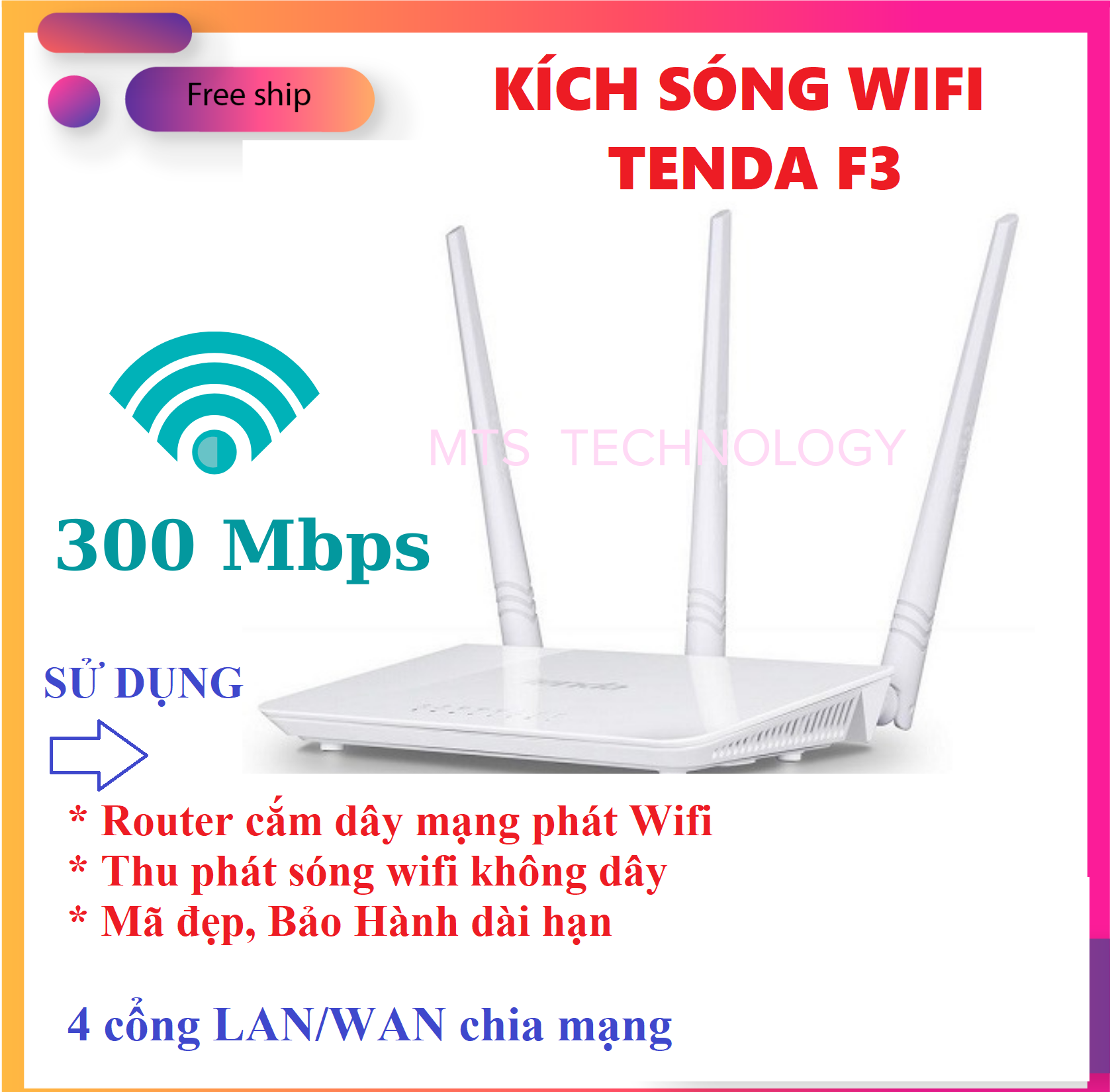 [ENGLISH BH 12T] Bộ phát Wifi Tenda F3 LIKE NEW 95%, Bộ thu sóng wifi không dây chuẩn tốc độ 300 Mbps, Cục kích sóng Wifi, Cục Hút Sóng Wifi, kich song wifi, kích sóng wifi