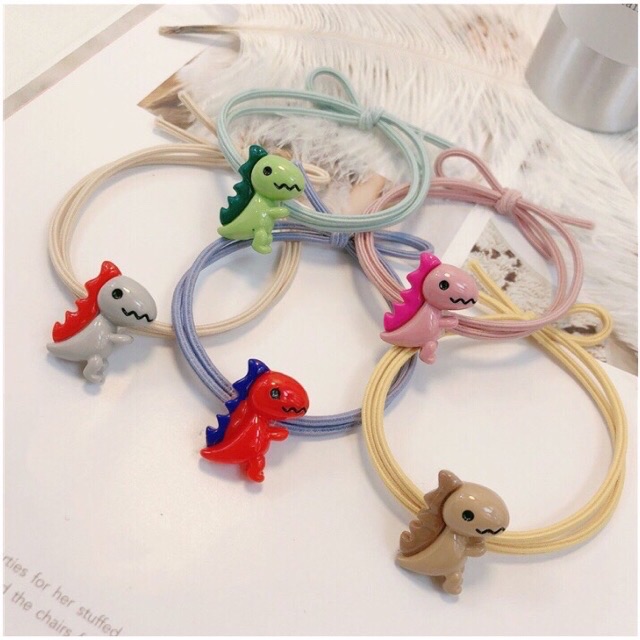 Set 10 dây buột tóc hình khủng long ốm