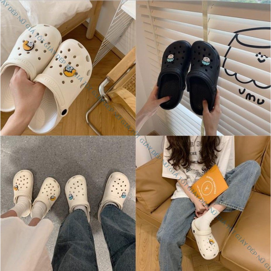 Dép cross nữ dép sục độn đế thoáng khí đi mưa ICON BOY & GIRL D42