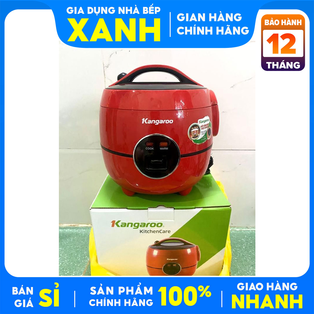 Nồi cơm điện Kangaroo 1.2 lít KG822 đỏ Hàng trưng bày 99% sử dụng 2-3 người ăn Lòng nồi 2 lớp tráng men chống dính.công nghệ nấu 3D, cơm ngon và tiết kiệm điện.