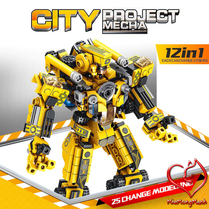Siêu Robot Tia Chớp Vàng 576 Chi Tiết 12 Trong 1 Non-Lego Panlos Đồ Chơi Lắp Ráp Xếp Hình MOC DIY