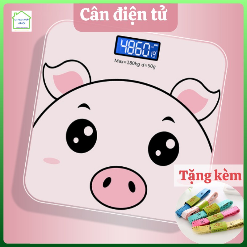 [HCM][TẶNG KÈM PIN] - CÂN ĐIỆN TỬ HÌNH HEO VỚI THIẾT KẾ MẶT KÍNH CƯỜNG LỰC CAO CẤP - CÂN SỨC KHỎE HÌNH THÚ CHỊU LỰC LÊN ĐẾN 180KG - CÂN ĐO NHIỆT ĐỘ