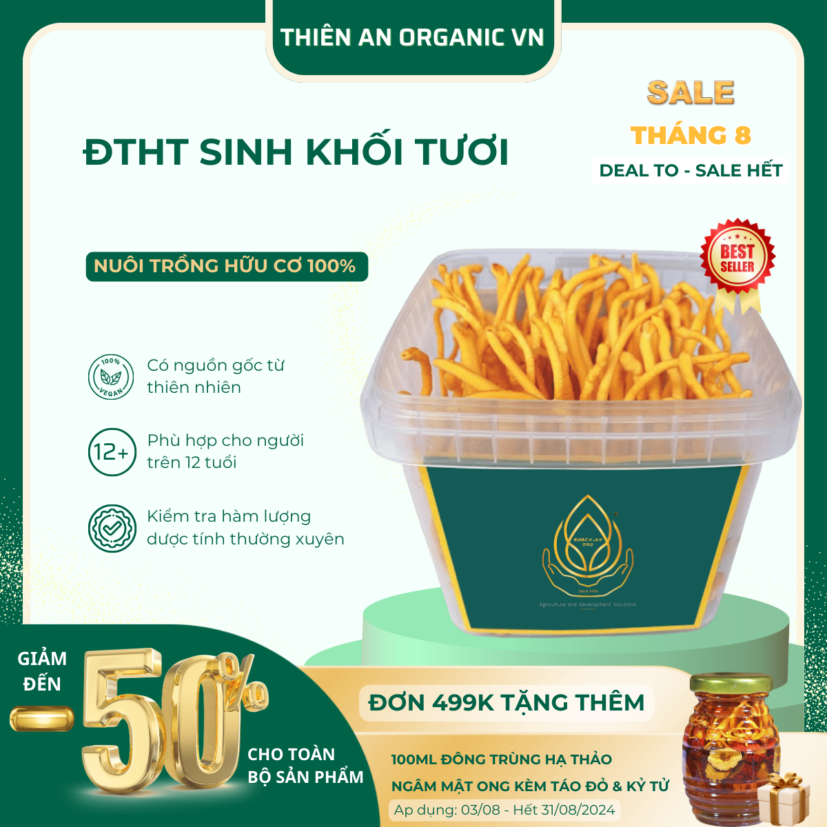 Đông Trùng Hạ Thảo Sinh Khối Tươi Thiên An giúp dễ ngủ tăng cường hệ miễn dịch tốt cho tim mạch