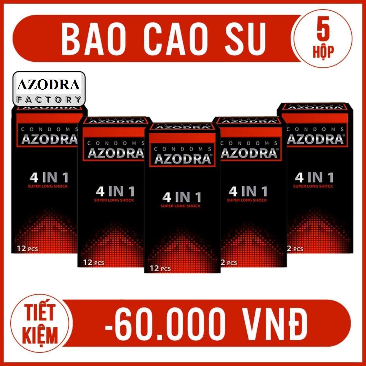 Combo 5 hộp bao cao su gân gai AZODRA kéo dài thời gian hộp 12c
