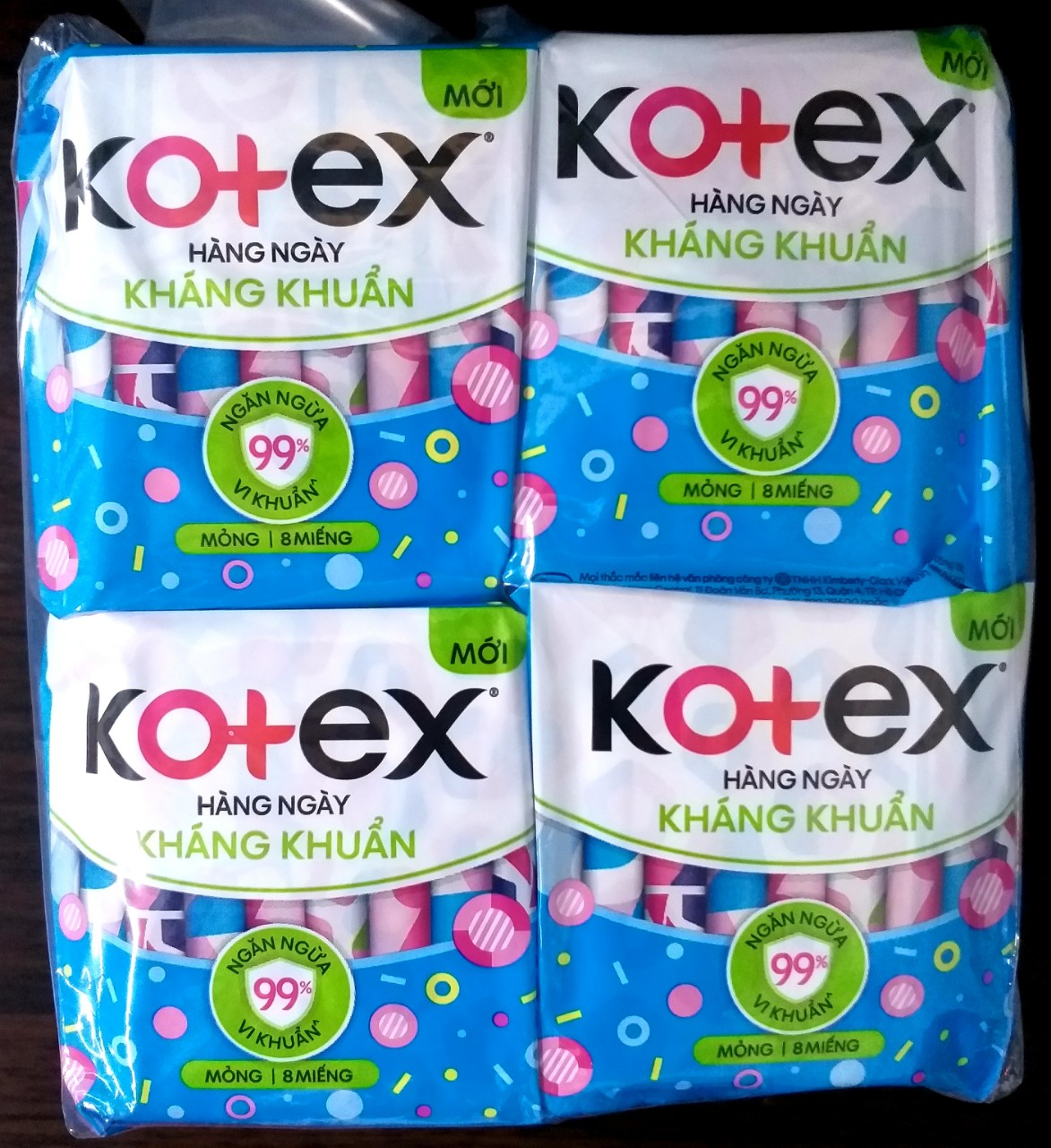 {MẪU MỚI-MIẾNG NHỎ}-COMBO 8 GÓI BĂNG VỆ SINH KOTEX HÀNG NGÀY KHÁNG KHUẨN 8 MIẾNG DÀI 15CM (DÙNG NGÀY ĐẦU VÀ NGÀY CUỐI CHU KỲ)