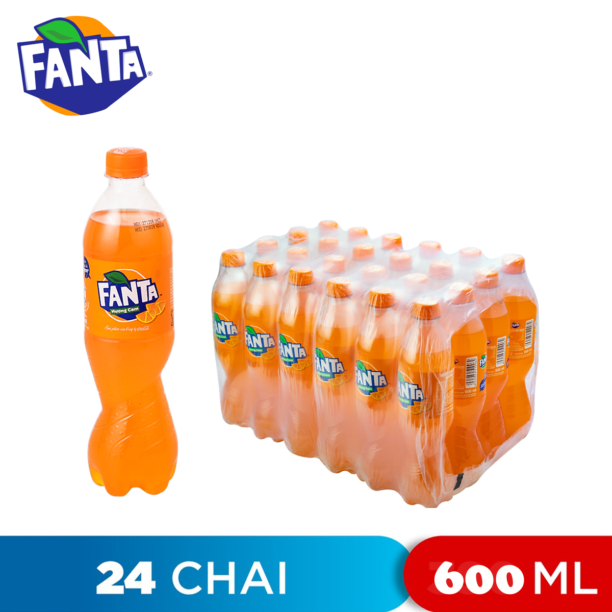 Thùng 24 chai nước ngọt hương cam fanta 600ml