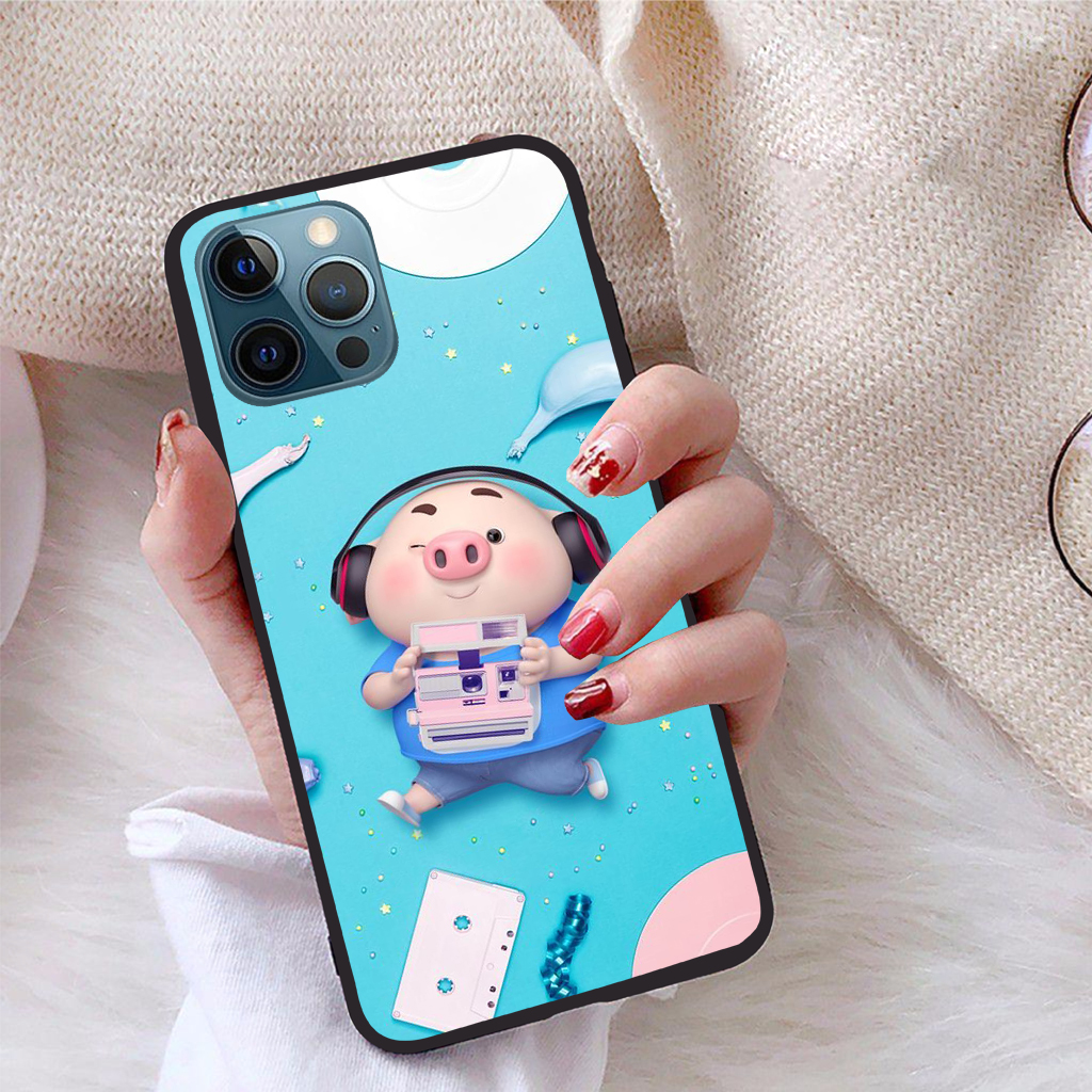 [HCM]Ốp lưng iCase dành cho iPhone 12 Pro Max viền dẻo TPU BST Pig Cute
