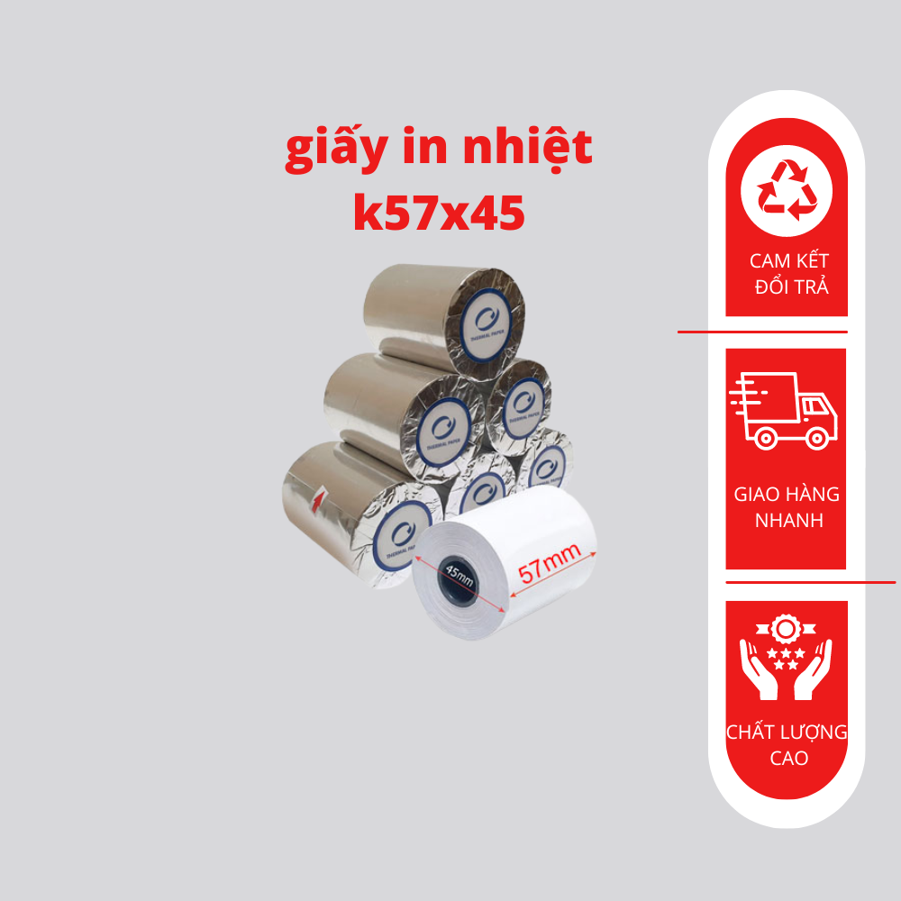 GIẤY IN BILL 57x45 GIẤY IN HÓA ĐƠN KHỔ 57MM, GIẤY IN NHIỆT KHỔ 57MM