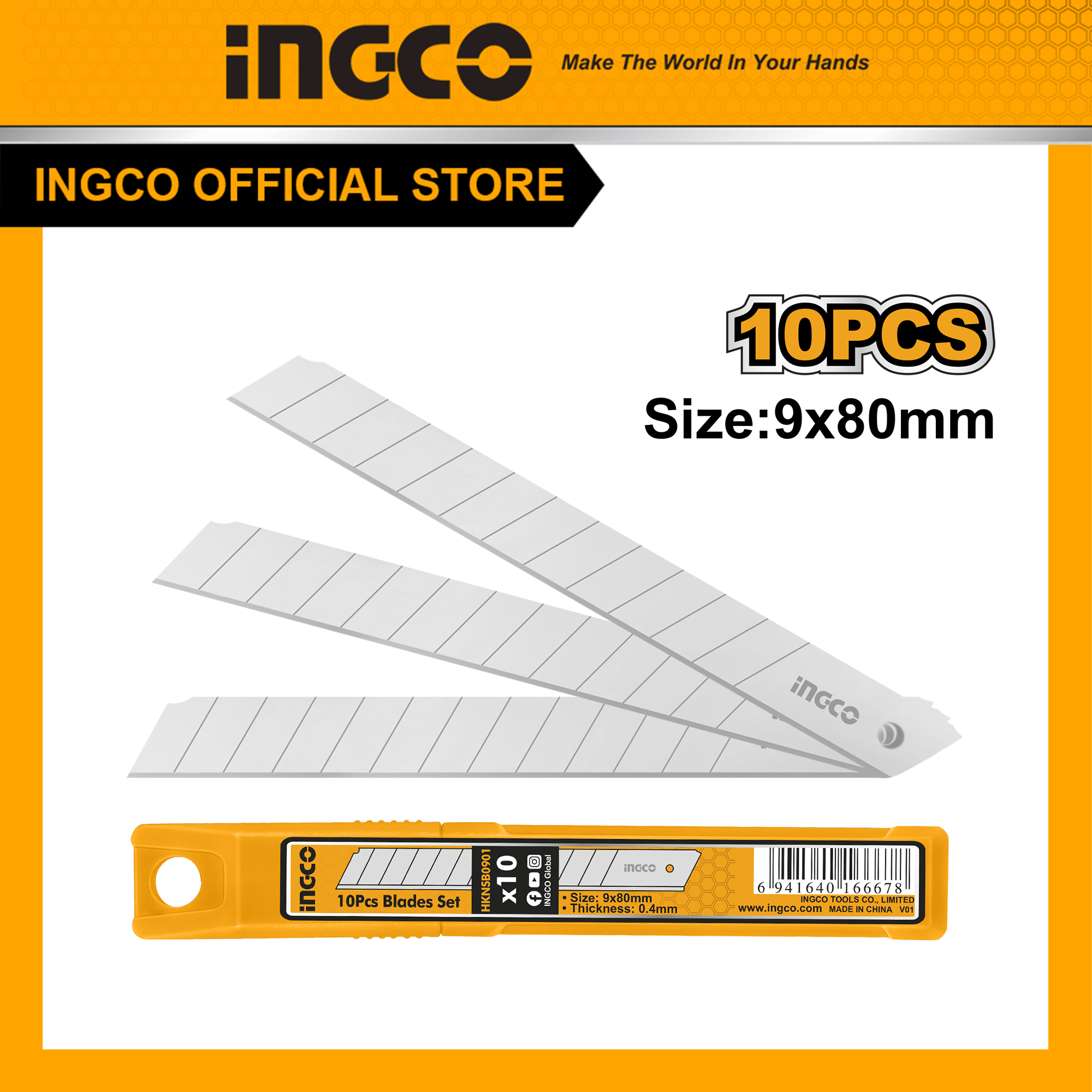 Lưỡi dao rọc giấy size 9x80mm INGCO HKNSB0901