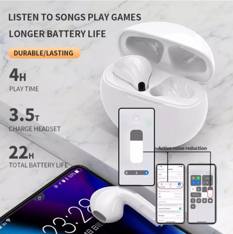 Tai nghe Bluetooth Không Dây Pro 6 TWS Bản Nâng Cấp Chip 5.0, Tai Nghe Không Dây CHẤT LƯỢNG TỐT, Tai Nghe Bluetooth Mini, tai nghe bluetooth không dây bản nâng cấp tai nghe i12