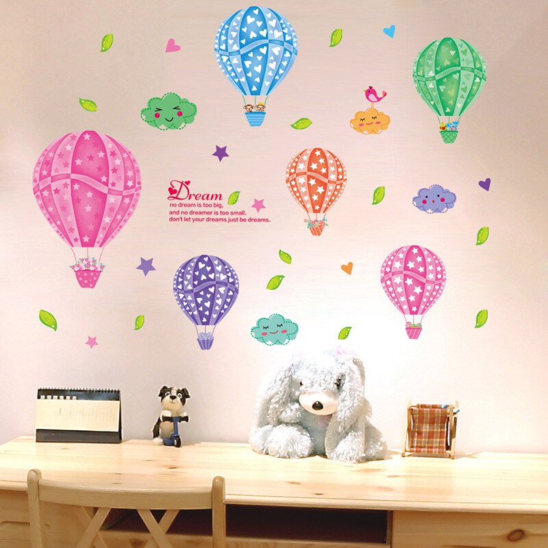 Decal dán tường Khinh khí cầu - tranh dán tường giấy dán tường khinh khí cầu sắc màu cho bé