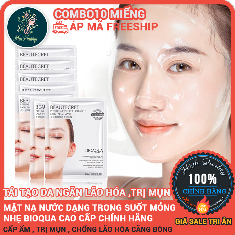 Combo 10 mặt nạ thủy tinh trong suốt bioaqua