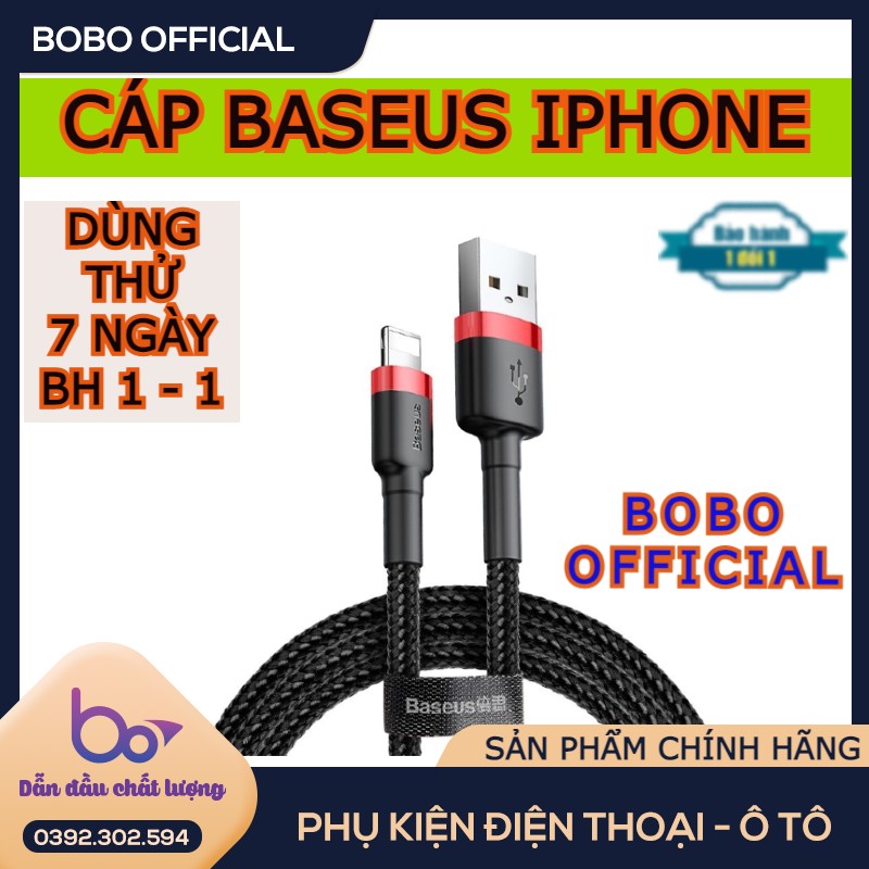 Dây cáp sạc bọc dù hỗ trợ sạc nhanh baseus iphone - bh 12 tháng