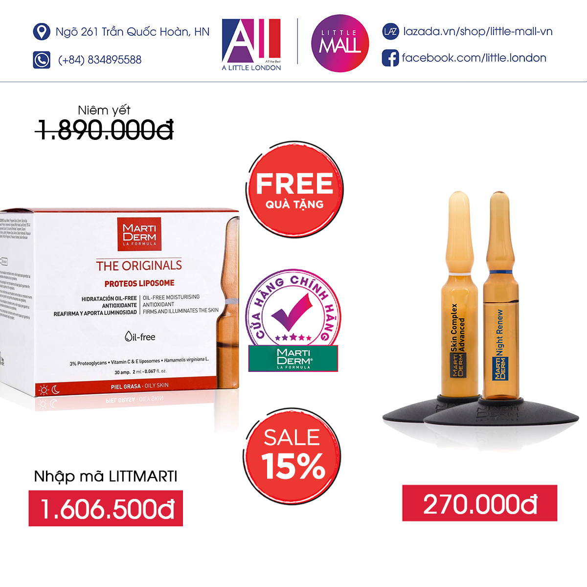 Tinh chất MartiDerm the originals proteos liposome TẶNG tinh chất Martiderm (Nhập khẩu)