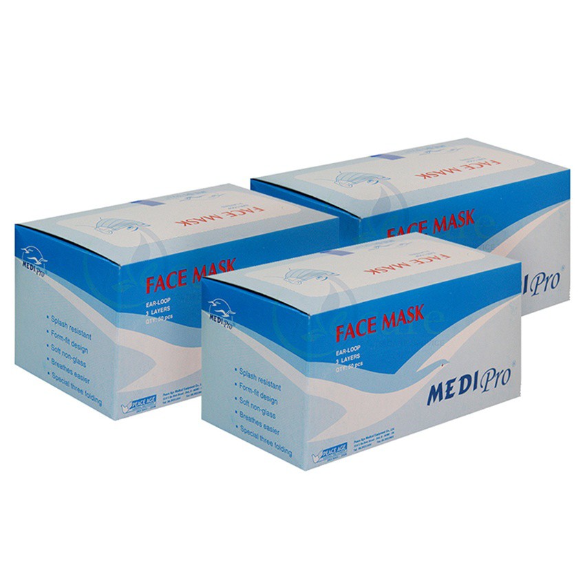 combo 3 hộp khẩu trang y tế Medi Pro 3 lớp hộp 50 cái x 3