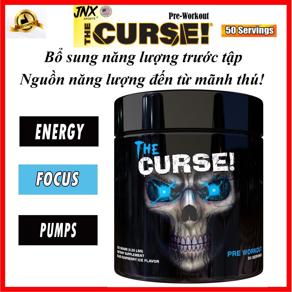 Pre Workout The Curse 50 lần dùng - Hỗ Trợ tăng lực Trước Tập Cho Người tập luyện, duy trì sức bền trong tập