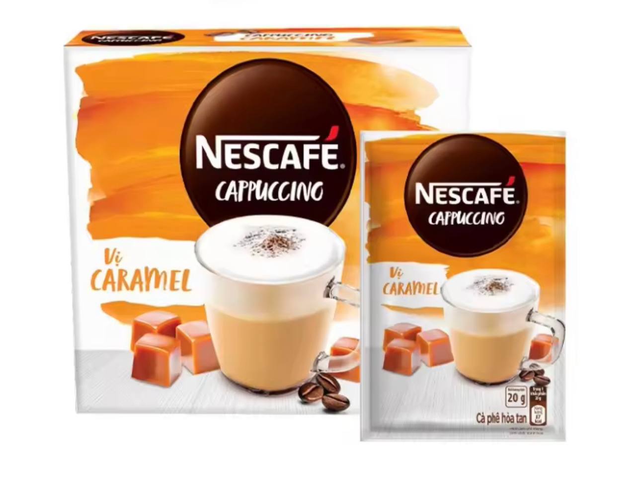 Nescafé cappuccino vị caramel ,dừa,socola thơm ngon bổ dưỡng