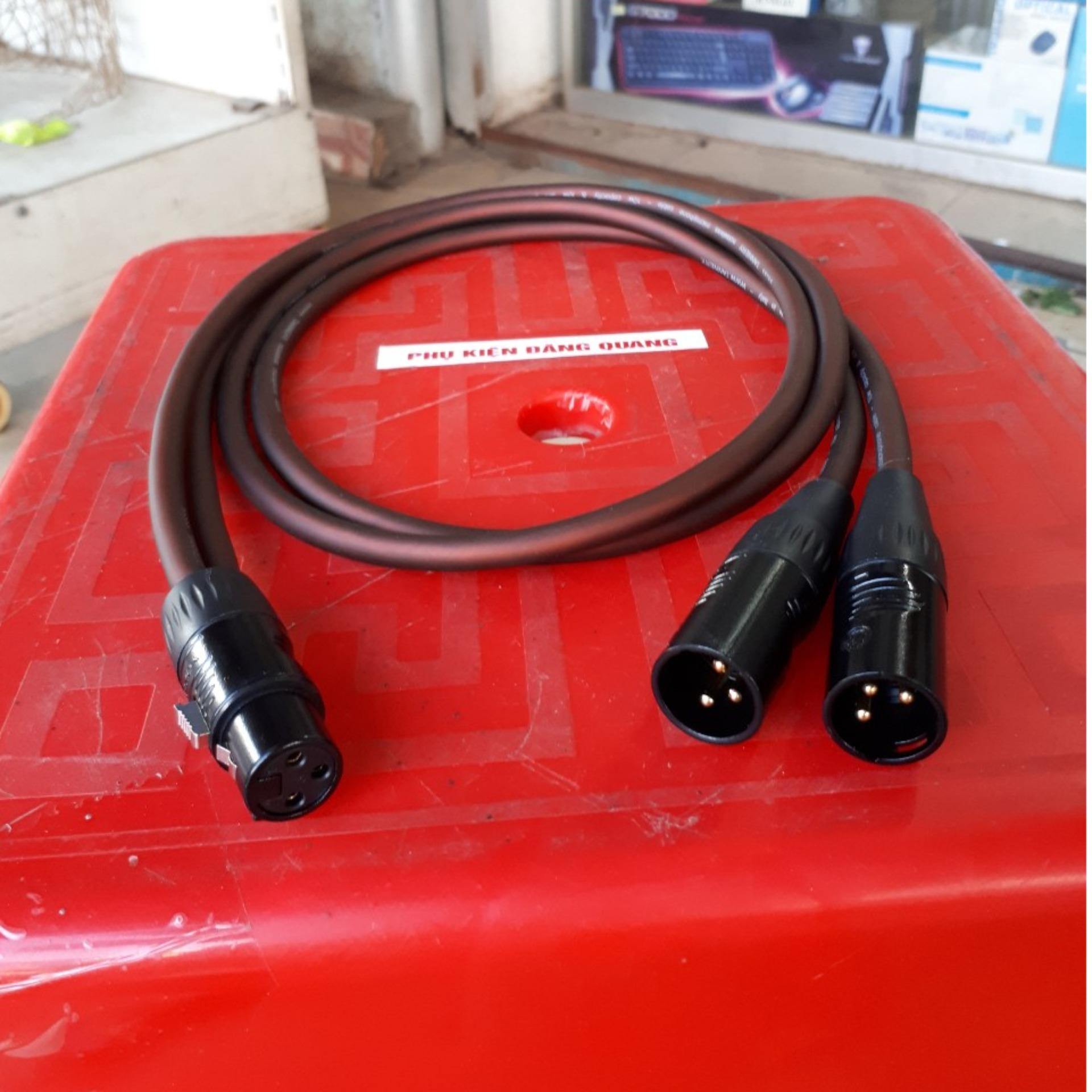 Dây jack 1 đầu canon cái ra 2 đầu canon đực loại tốt , dây tốt , jack đen chân đồng dài 1m