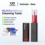 GOOJODOQ 3 in 1 Dụng cụ làm sạch quạt tai nghe 360 ° Độ sạch cao Lông bàn chải mềm không làm hỏng máy
