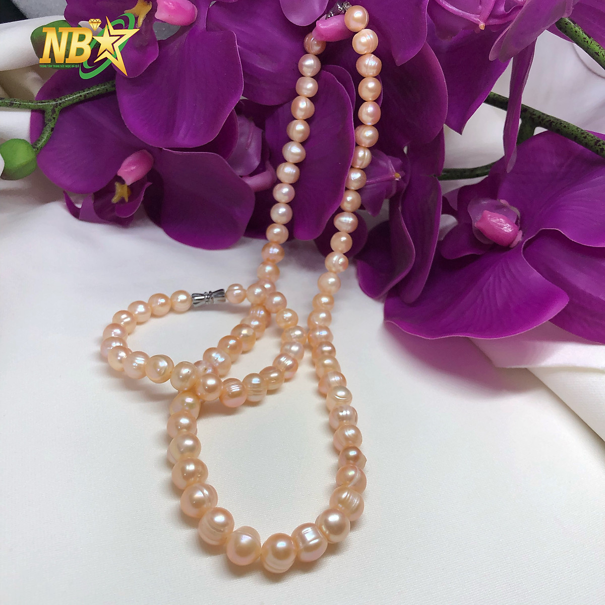 Bộ Trang Sức NGỌC TRAI HỒNG- BNTH012 - Ngọc Đá Quý NBA