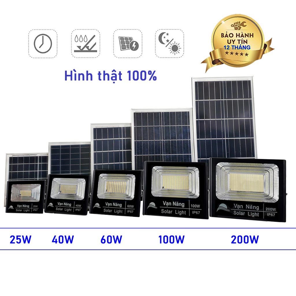 Đèn pha năng lượng mặt trời 25w 40w 60w 100w 200w 500w led to 5730 siêu sáng