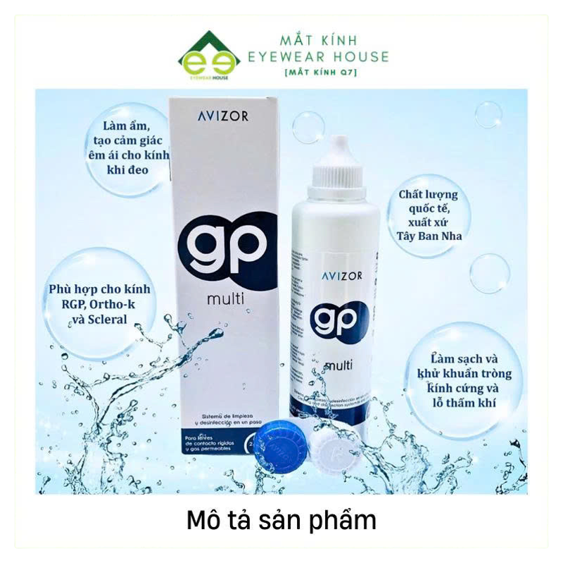 Nước ngâm Avizor GP Multi 240ml - GP Multi Contact Lens Solution - Dịch ngâm kính áp tròng cứng ban đêm