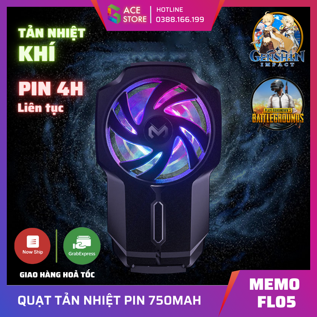 [HCM]Memo FL05 - LED RGB | Quạt tản nhiệt gaming cho điện thoại