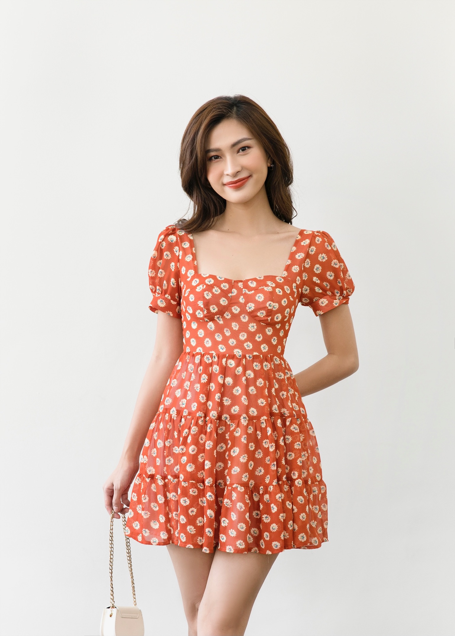 Đầm ngắn mieu cúp ngực 3 tầng - hm07